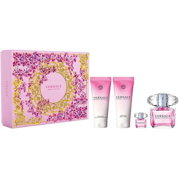 Versace Bright Crystal Gift Set - eau de toilette, 90ml + 5ml Travel Spray + 100ml Body Lotion + 100ml Bath&Shower Gel