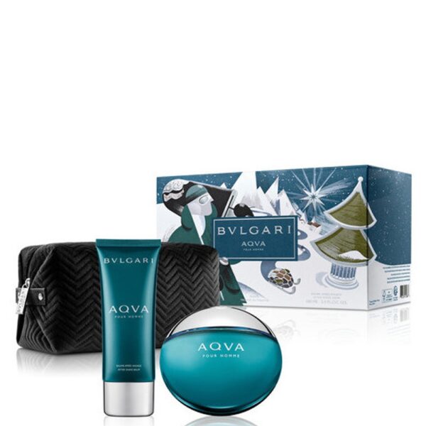 Bvlgari Aqva Pour Homme – Eau de Toilette, 100 ml + After Shave Balm 100 ml + pouch (Soft Box) Gift Set