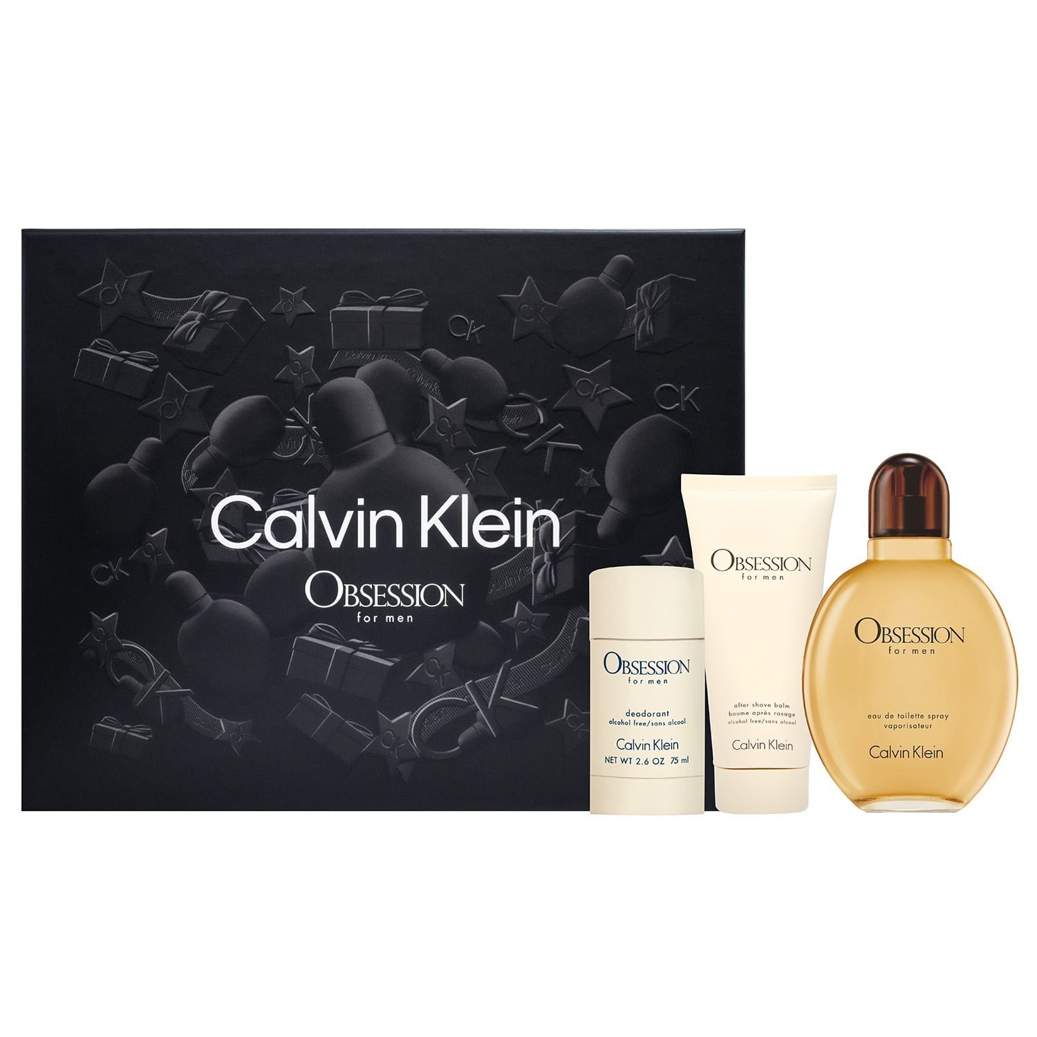 Calvin klein obsession for him gift set - eau de toilette, 125 ml + after shave balm,100 ml + deo stick, 75g